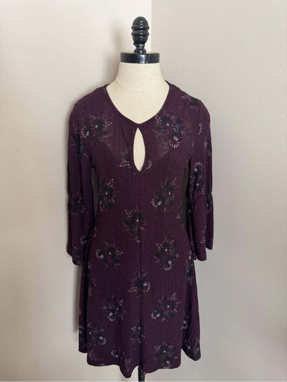 Purple floral boho dress.